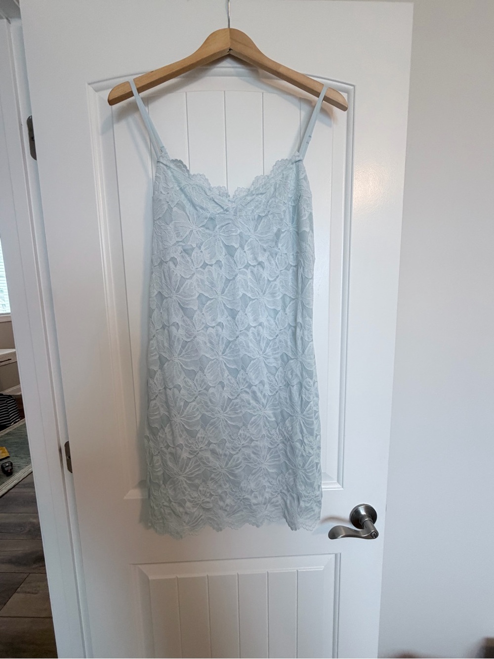 Mare Mare Anthropologie Light Blue Floral Lace Mini Dress L